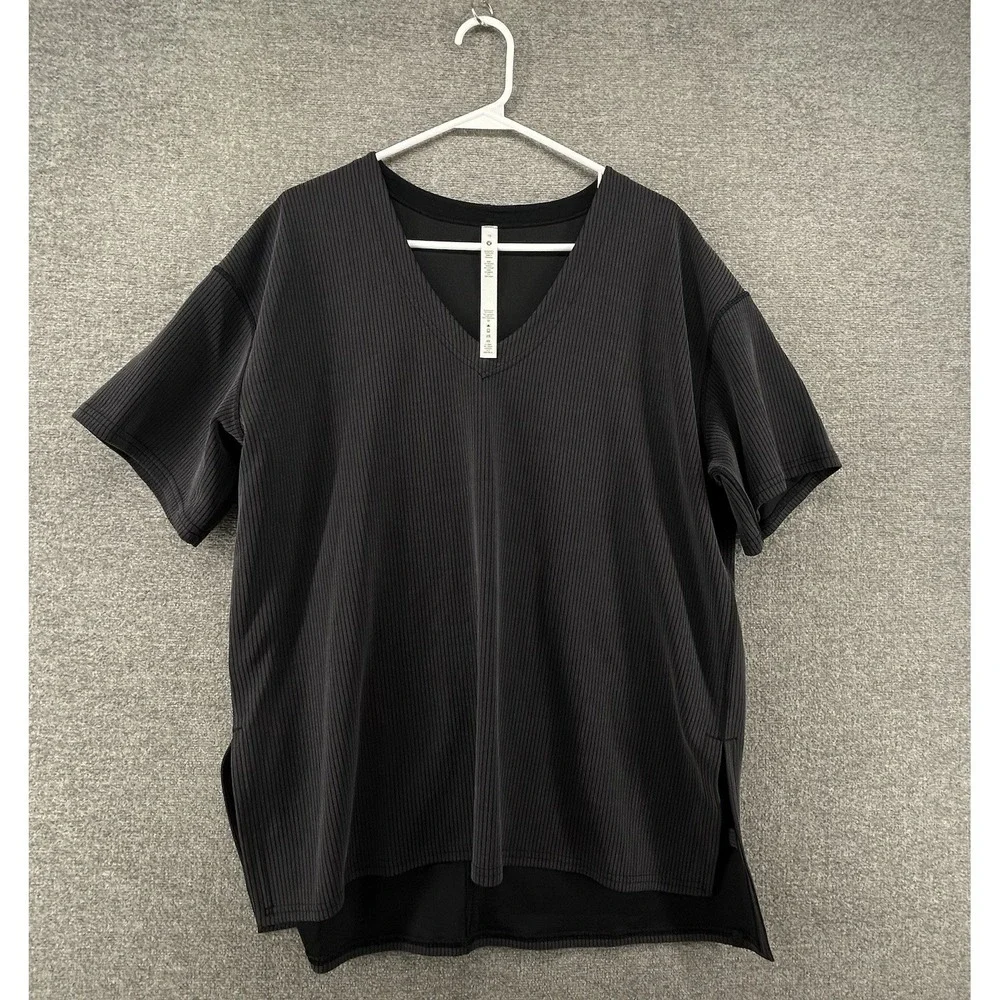 Lululemon Ribbed Softstreme Relaxed Fit T Shirt Women Size 10 Black